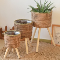 Pot de fleurs et étagère de rangement en bambou nordique tissé à la main pour plantes et fleurs Shandong 03210