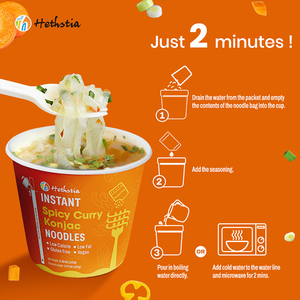 Tagliatelle di Konjac aromatizzate al Curry piccante cheto-Friendly istantanea ad alta fibra zuppa di pesce tazza di Shirataki a base vegetale nella confezione della scatola - Product Image 4