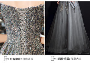 Nuevo vestido de noche de lentejuelas de lujo para mujer, vestido de graduación elegante con hombros descubiertos - Product Image 4