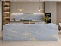 Dalles de marbre bleu ciel pour comptoirs de cuisine, consoles, baignoires autoportantes, escaliers et panneaux muraux décoratifs, revêtements de sol