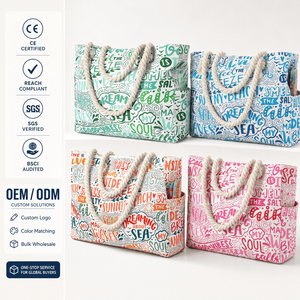 Bolsas de Playa Personalizadas para Mujer, Bolsa de Mano de Gran Capacidad para el Verano con Logotipo, Venta al por Mayor, Reutilizables - Product Image 1