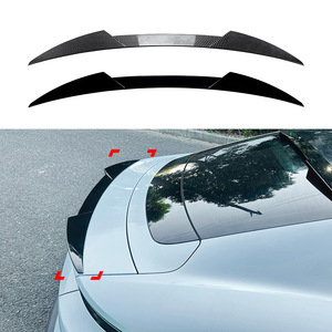 Porsche Taycan Rear Spoiler Blade Style Piano <b>Black</b> Carbon Fiber Texture ABS Trunk <b>Wing</b> Exterior Modification - Product Image 1