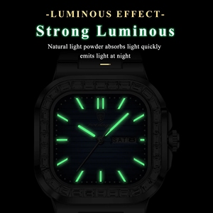 POEDAGAR 975 kare şok dayanıklı kuvars hareketi erkek yeni İzle erkekler su geçirmez aydınlık Quartz saat paslanmaz çelik saatler - Product Image 4