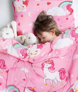 Siêu Nóng Bán Màu Hồng Unicorn Trẻ Em Phim Hoạt Hình In Bộ Đồ Giường Bộ Thân Thiện Với Môi Comforter Và Tấm Bộ Cho Phòng Ngủ Cho Người Lớn - Product Image 6