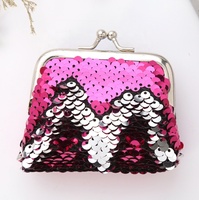 Grosir murah dompet koin 3 inci Mini tas penyimpanan kabel Earphone anak-anak dompet payet reversibel tas hadiah warna-warni jepit