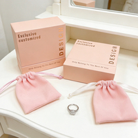 Boîte à bijoux personnalisable ZXF avec pochette en velours, logo de marque propre, sélection de taille et de couleur pour bagues et boucles d'oreilles