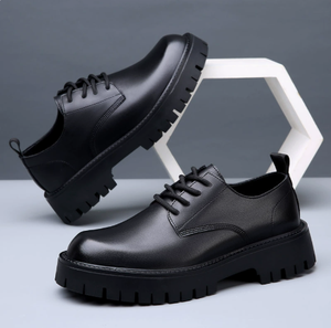 <b>Men</b> Round Toe Oxfords Lace Up Leather Dress <b>Shoes</b> Chunky Sole PU Lining EVA Midsole Rubber Outsole All Seasons Office Casual - Product Image 5