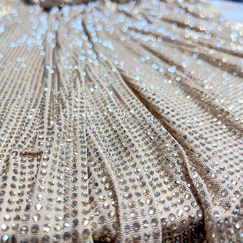 F001 sıcak satış için makul fiyat kristal dantel kumaş kristal elmas lüks elbise