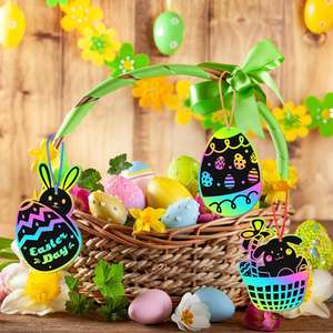 Set de Arte para Rascar de Pascua: Elementos Festivos Adorables, Colores Vibrantes Revelados, Suministros para Aliviar el Estrés, Troquelado de Papel - Product Image 5