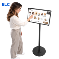 Affichage tactile commercial, signalisation numérique Android, NFC, WiFi 6, kiosque interactif sur pied pour la commande en libre-service dans les restaurants