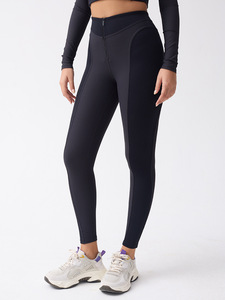 Leggings de yoga para <span class=keywords><strong>mujer</strong></span> con control de abdomen y cremallera, <span class=keywords><strong>pantalones</strong></span> deportivos <span class=keywords><strong>ajustados</strong></span> para fitness y <span class=keywords><strong>esquí</strong></span>, leggings de yoga acanalados de cintura alta para <span class=keywords><strong>mujer</strong></span> - Product Image 3