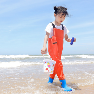 Wader de poitrine en PVC pour enfants Beach Tidal Flats Play Wader pour enfants imperméable et léger respectueux de l'environnement avec des bottes - Product Image 1