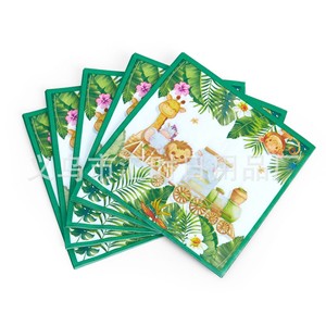 Assiettes et serviettes de table pour Baby Shower, décorations pour bébé garçon 25 invités Safari <span class=keywords><strong>Jungle</strong></span> animaux assiettes en <span class=keywords><strong>papier</strong></span> avec <span class=keywords><strong>serviette</strong></span> - Product Image 4
