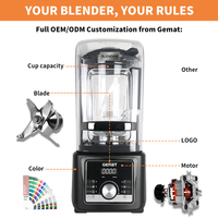 Licuadora Comercial Silenciosa de 6L, Mezcladora de Alimentos con Aislamiento Acústico, Control Digital, Temporizador, Velocidad Variable, Mezcladora para Smoothies