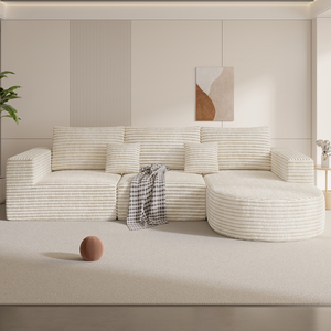 Ensemble de canapé modulaire convertible sans armature, rembourrage en éponge, en forme de L, avec chaise longue, lit, ottoman, design moderne, massage, école - Product Image 1