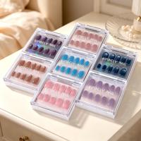 Lot de 10 faux ongles à presser en amande, translucides effet gelée, couleurs violet, bleu, rose, nude, brillants, vente en gros, personnalisables, marque privée