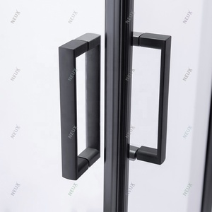 Boîtier de salle de bain en aluminium noir Coin simple Verre trempé Rectangle Porte coulissante Cabine de douche Chambre - Product Image 4