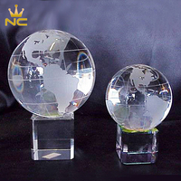 Globe terrestre en verre cristal transparent personnalisé de 60 mm sur socle, fait main avec gravure laser, pour cadeaux d'affaires et souvenirs