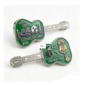 Custom Metal Guitar-Shaped Dual-Sided Hard Enamel Commemorative Challenge Coin-Memphis Nashville Souvenir - Product Image 2