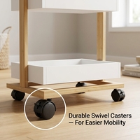 Chariot de rangement mobile en bambou à 3 niveaux, chariot de rangement multifonctionnel en bambou avec roulettes pour la cuisine