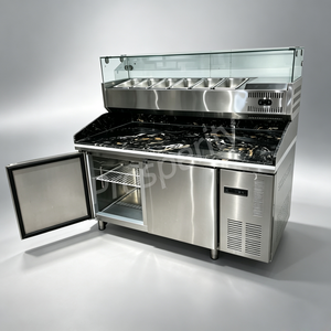 <span class=keywords><strong>Réfrigérateur</strong></span> commercial à double porte de 1500 mm à refroidissement direct pour préparation de salades avec protection en verre et armoire réfrigérée - Product Image 1