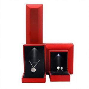 Plastic Jewelry Box Golden with <b>Led</b> Light Jewelry Spray Paint Box <b>Led</b> Custom Color Jewelry Box <b>Led</b> - Product Image 1