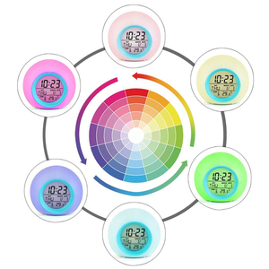 Đồng Hồ Báo Thức Nhiều Màu Sắc Có Âm Thanh Phát Ra Tiếng Bíp Đèn Ngủ Hình Cầu Có Lịch Vạn Niên Hình Tròn - Product Image 6