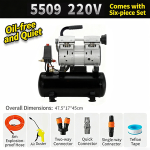 Compresor de Aire Sin Aceite de 8L / 30L (1100W/220V), Bomba de Aire Compacta (Grado Industrial), Paquete de Regalo Deluxe Gratuito - Product Image 2