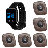BYHUBYENG Système d'appel sans fil pour restaurants et hôpitaux, le plus vendu, avec montre-récepteur, capacité 200, portée >80m, noir et rouge