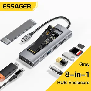 Essager 8-in-1 USB Hub With Disk Storage Function USB Type-c to HDMI-Compatible Laptop Dock Station For Macbook Pro Air M1 M2