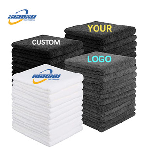 Venta al por mayor logotipo personalizado bordado gimnasio negro blanco microfibra fuerte absorbente salón spa deporte personalizar toalla - Product Image 1