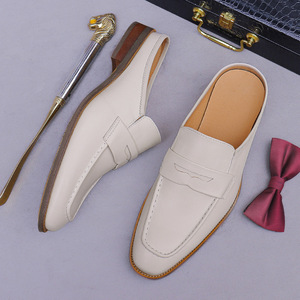 Business casual men's leather shoes <b>half</b>-trousers genuine leather lazy shoes one-piece casual leather shoes baggy <b>slip</b>-on shoes - Product Image 4