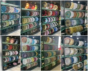 Assiettes de présentation rondes en plastique acrylique transparent LEDA en gros avec bordure perlée, 13 pouces, assiettes de présentation décoratives - Product Image 5