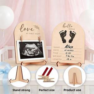 <span class=keywords><strong>Cadre</strong></span> <span class=keywords><strong>photo</strong></span> commémoratif pour bébé en bois, double face, écologique, avec logo <span class=keywords><strong>personnalisé</strong></span>, pour la <span class=keywords><strong>naissance</strong></span>, à suspendre au mur - Product Image 4