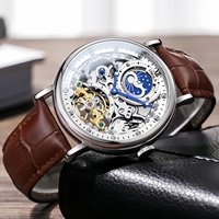Montre Mécanique Homme ONOLA, Squelette Creux, Luxe Affaires, Automatique, Phase de Lune, Étanche 6836