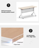 Escritorio de Oficina Moderno de Madera en Oferta, Mesa de Conferencia y Capacitación, Diseño de Sala de Reuniones, Escritorio Modular Plegable