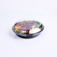 Voedselveilige PET/rPET zwarte basis voedsel- en saladecontainer, transparante plastic wegwerp fruitsalade schaal met doorzichtig deksel