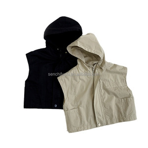 D1430 Gilet à capuche pour garçons, <span class=keywords><strong>manteau</strong></span> décontracté d'automne, 100% coton, vêtements pour enfants - Product Image 3