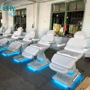 <span class=keywords><strong>Table</strong></span> de massage électrique 3 ou 4 moteurs en cuir vert avec base blanche pour salon de beauté, extension de cils, soins du visage, spa et traitements médicaux - Product Image 5