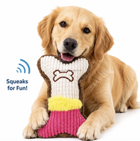 Jouet pour animaux de compagnie VaryWell en peluche couineur en forme d'os, en velours doux, animal en peluche, jouet à mâcher durable et résistant aux morsures pour petits et moyens animaux