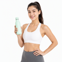 Bouteille d'eau isotherme en acier inoxydable à petite ouverture, 500 ml, finition caoutchouc mat, personnalisable, pour le sport, la gym, le fitness, le yoga