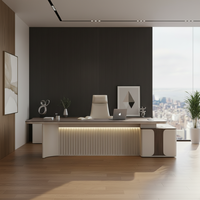 Bureaux de direction modernes en forme de L pour ordinateur, en bois, pour patron, manager, PDG, ensemble de luxe avec chaises et table, personnalisation de meubles