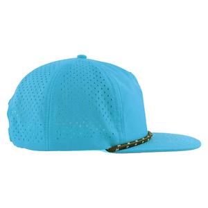 Cấu hình thấp Chất lượng cao hóa đơn phẳng điều chỉnh bán buôn tùy chỉnh bầu trời màu xanh sợi dây thừng mũ thêu 5 bảng điều chỉnh không có cấu trúc Snapback cap - Product Image 4