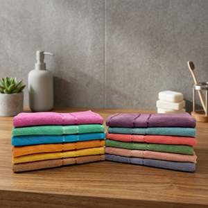 Colorful Embossed Bath <b>Towel</b> <b>Set</b> 100% Cotton Plain Dyed Absorbent <b>Towel</b> 11X11 Inch - Product Image 4