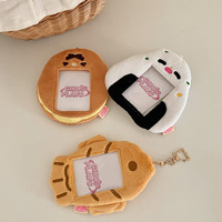 Porte-cartes photo en peluche Kawaii Fish Rice Ball, étui de protection pour carte de bus, sac pendentif, papeterie