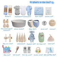 Coffret cadeau pour bébé de la naissance à 6 mois avec serviette en coton, poupée et jouet - Panier cadeau