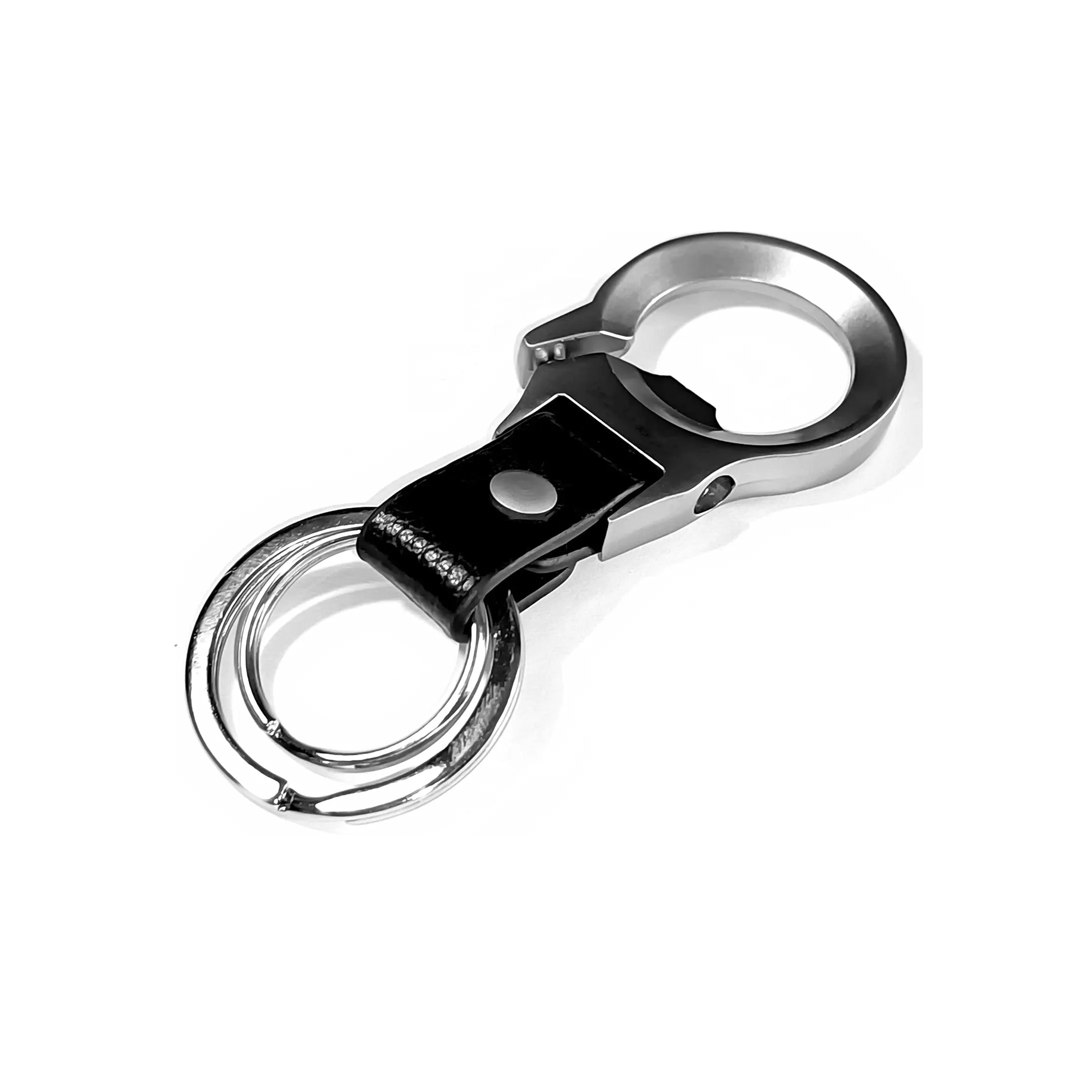 Custom Luxury Exquisite Simple Sturdy Car Buckle Belt Clip Black Bottle Opener Leather Business Keychain