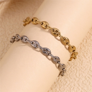 Chaîne <span class=keywords><strong>de</strong></span> <span class=keywords><strong>cheville</strong></span> en forme <span class=keywords><strong>de</strong></span> grains <span class=keywords><strong>de</strong></span> café plaquée or 14 carats pour femmes, bijoux en acier inoxydable imperméables - Product Image 1