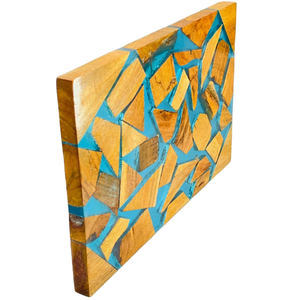 Planche à découper en bois d'acacia 100% avec poignée en résine époxy, forme rectangulaire, épaisseur personnalisée, passe au lave-vaisselle, bloc à découper Falak - Product Image 1