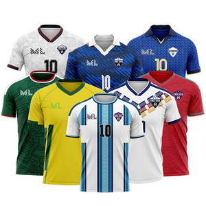 <span class=keywords><strong>Camiseta</strong></span> de Fútbol Personalizada de Alta Calidad para Jugadores y Aficionados, Uniforme de Fútbol de Argentina con Estampado por Transferencia Térmica, 100% Short - Product Image 2